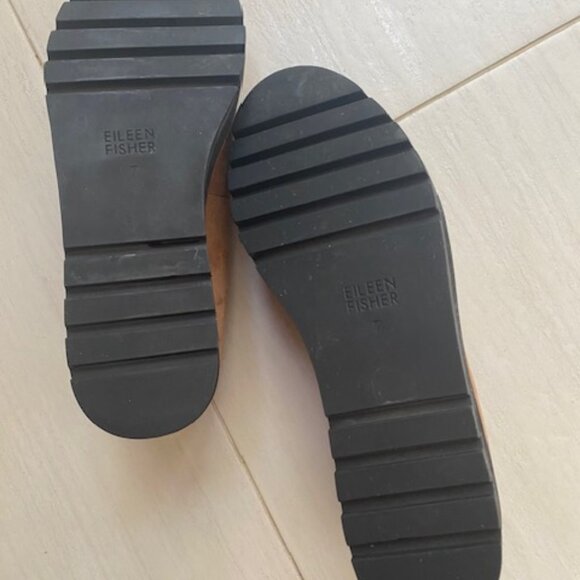 Eileen Fisher Ells tobacco suede platform loafer size 7 - Picture 5 of 5